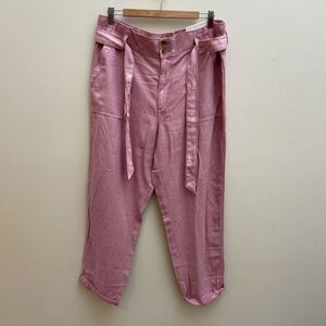 NWT American Eagle Super Hi-Rise Taper Utility Pants Womens Size 16 Pink Belted